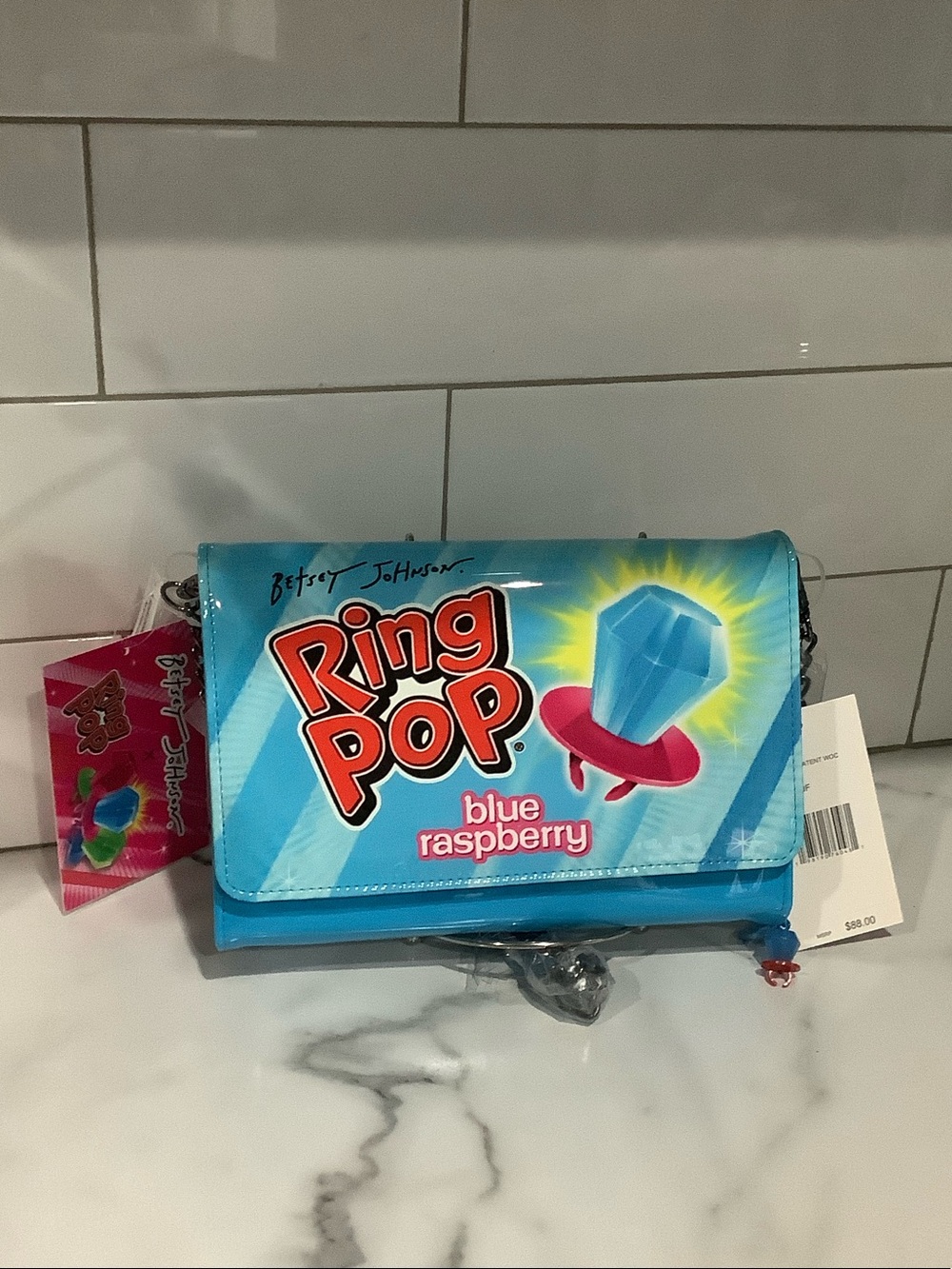 Betsey Johnson Blue Raspberry Ring Pop Kids Crossbody Purse